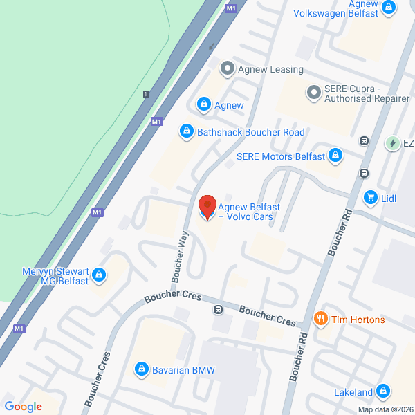 Map of Agnew Belfast located in 1 Boucher Way BELFAST, BT12 6RE