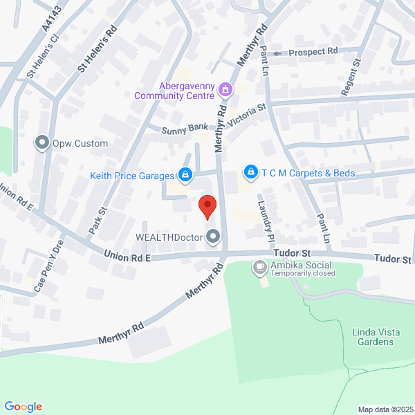 Map of Keith Price Garages Limited located in Merthyr Road ABERGAVENNY, NP7 5DB