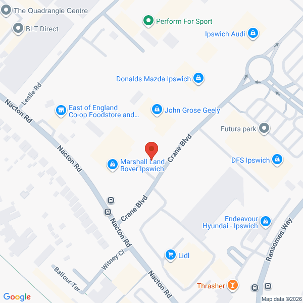 Map of Donald's Garage Ipswich located in 9 Crane Boulevard IPSWICH, IP3 9SQ