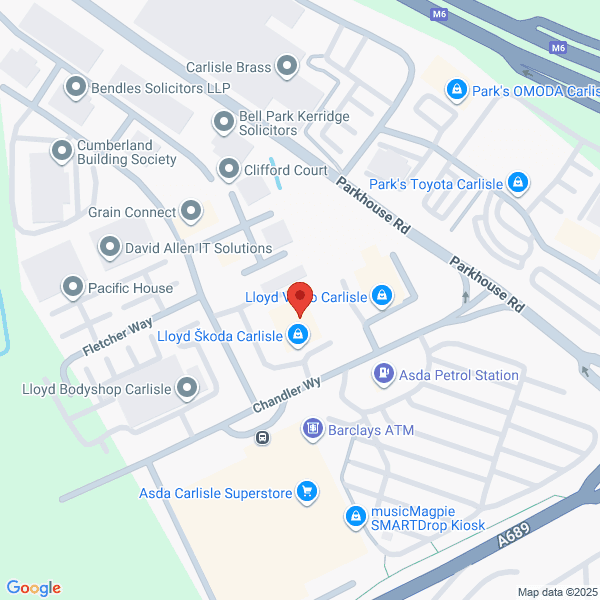 Map of Lloyd Motors Carlisle located in Chandler Way
 Parkhouse CARLISLE, CA3 0JY