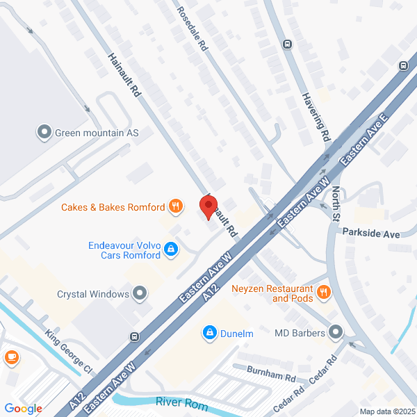 Map of Volvo Cars East London located in 69 Hainault Road
 Romford LONDON, RM5 3AD