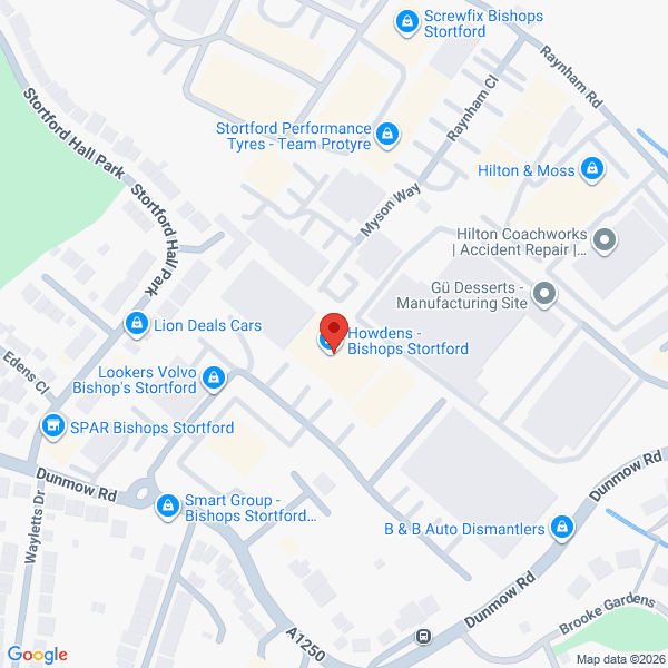 Map of Lookers Bishops Stortford located in Stortford Hall Industrial Park
  Dunmow Road BISHOPS STORTFORD, CM23 5GZ