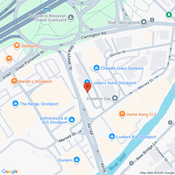Map of Lookers Stockport located in St Mary's Way
 Stockport CHESHIRE, SK1 2HU
