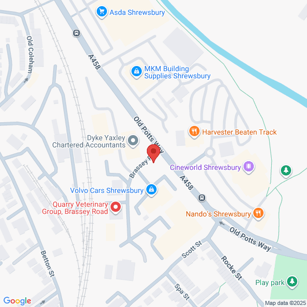 Map of Volvo Cars Shrewsbury located in Old Potts Way Shrewsbury, SY3 7FA