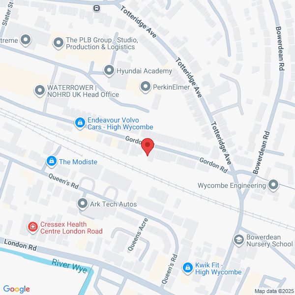 Map of Volvo Cars High Wycombe located in Gordon Road HIGH WYCOMBE, HP13 6ER