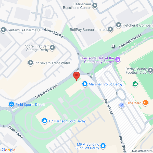 Map of Marshall Derby located in Stadium View DERBY, DE24 8JG