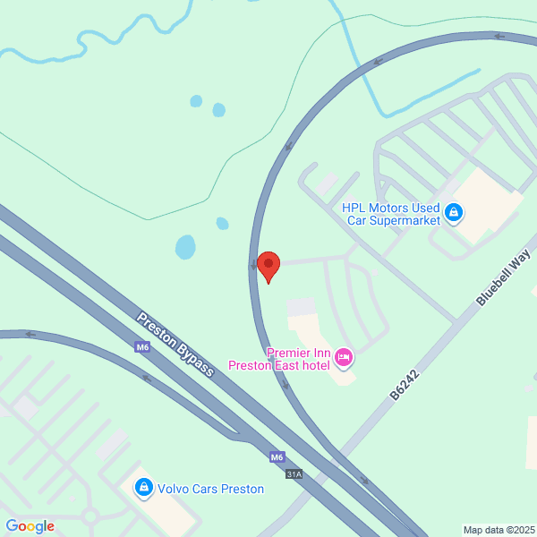 Map of Volvo Cars Preston located in Bluebell Way
 Fulwood PRESTON, PR2 5PZ