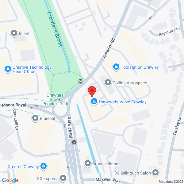 Map of Harwoods Crawley located in 1 Gatwick Road, Three Bridges CRAWLEY, RH10 9DE