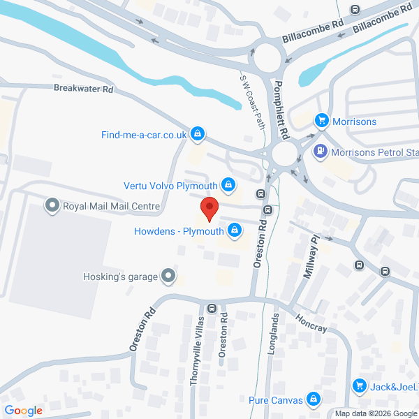 Map of Vertu Volvo Plymouth located in 56 Oreston Rd PLYMOUTH, PL9 7JQ