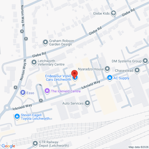 Map of Volvo Cars Letchworth located in Icknield Way LETCHWORTH, SG6 1EX